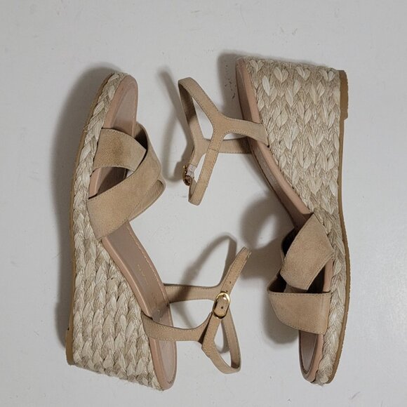 NEW Stuart Weitzman Rosemarie Leather Wedge Sandal Womens 9.5 Cottagecore Y2K - Picture 2 of 10